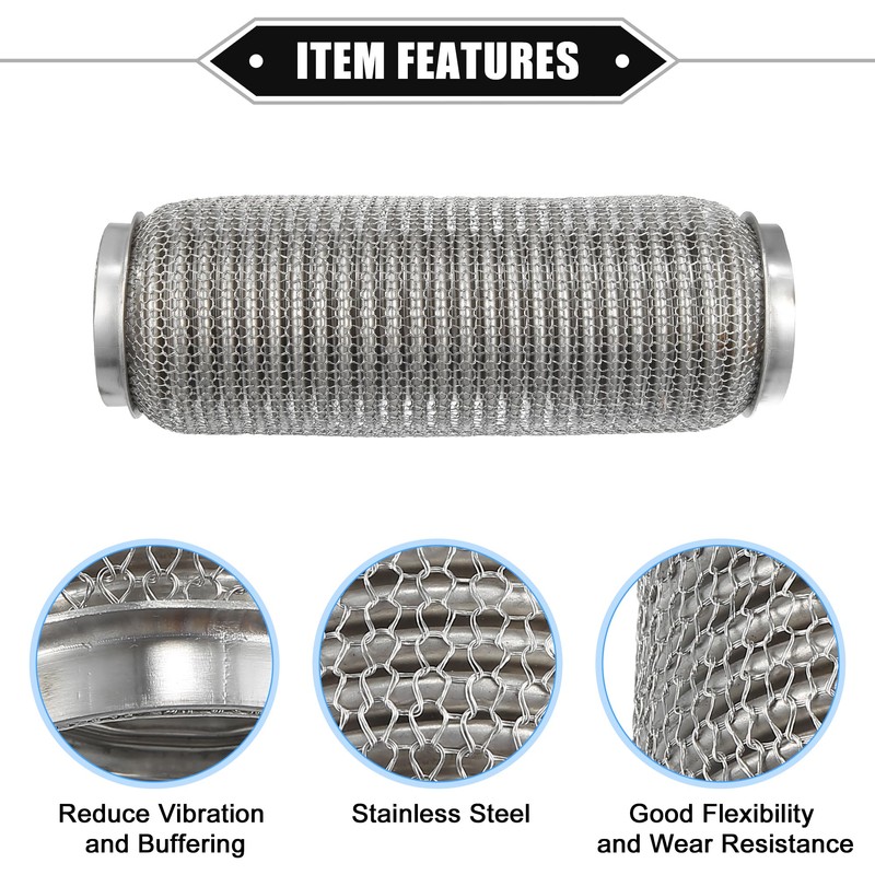 X AUTOHAUX Car Exhaust Flexible Pipe, 63x254mm 2.48"x10" Exhaust Flex