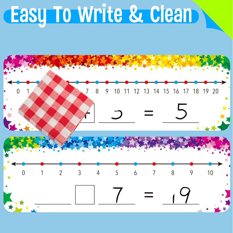 15 PCS Number Line Dry Erase Boards, Writable and Erasable