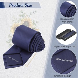Bunnycool Father's Day Gift Ties 3.15''/8 cm Men's Ties Solid Pure Color Necktie Best Dad Ever Gift for Birthday New Dad(Navy Blue)