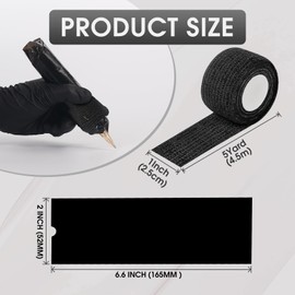 EZ Tattoo Machine Covers with Grip Tapes - 9PCS (1inch x 5 Yard) Black Tattoo Grip Wrap with 200pcs (2.0 inch X 6.6 inch) Black Tattoo Pen Machine Covers Tattoo Supplies