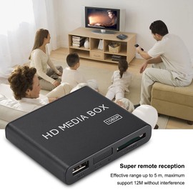 1080P Full HD Mini Box Media Player,Strong Compatibility Decoding Beautiful Appearance for TV Set Black (US Plug)