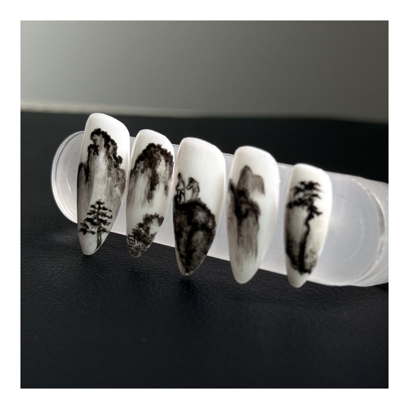 03:10AM, Mukseon (墨線) |Korean landscape painting nails - Coffin /
