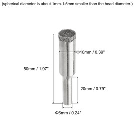 sourcing map Diamond Grinding Mounted Point, 10mm 100 Coarse Grits Spherical Concave Head Bead Fine Grinding Bit for Jade Amber Stone Beeswax Glass