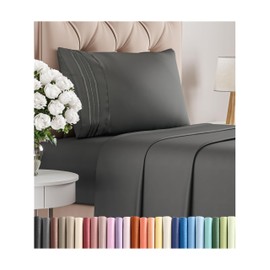 Twin Size 3 Piece Sheet Set - Comfy Breathable & Cooling Bed Sheets Set - Hotel Luxury Bedding for Women, Men, Kids, Teens, Boys & Girls - Deep Pockets, Ultra-Soft, Wrinkle Free - Oeko-Tex - Charcoal