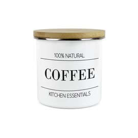 Minimalist Kitchen Essentials Coffee Storage Canister - Modern Black & White Decor - 1.2L Enamel Hot Drinks/Food Storage Container