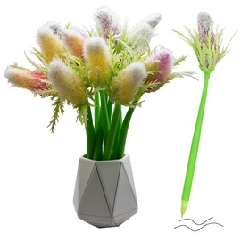 SIPLIV 12 Pcs Creative Artificial Flowers Black 0.5mm Gel Ink Rollerball Pen Flower Writing Pen Ballpoint Pens for Women Girls Office School Supplies Home Decor - Snow Lotus Flower