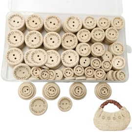 150pc Wooden Buttons, 3 Sizes Round Shape Handmade with Love Cardigans Knitting Buttons, 2 Holes Natural Wooden Buttons for DIY Sewing and Crafting Decorations(15mm/20mm/25mm)