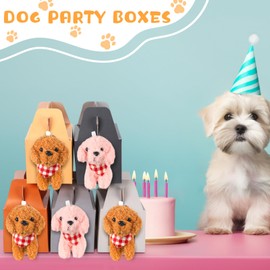 Fainne 24 Pcs Dog Party Favors Boxes Puppy Cat Treat Boxes Foldable Animal Gift Boxes Animal Theme Candy Boxes Goodie Boxes for Birthday Wedding Baby Shower Decorations Animal Party(Cute Dog)