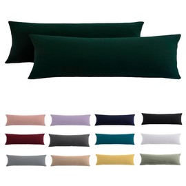 Beqnat Side Sleeper Pillow Cover 40 x 145 cm, Set of 2 - Dark Green Pillowcase 145 x 40 cm with Zip, 100% Microfibre Resistant and Hypoallergenic Pillowcase for Side Sleeper Pillow