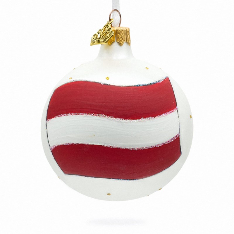 Flag of Latvia Glass Ball Christmas Ornament 3.25 Inches