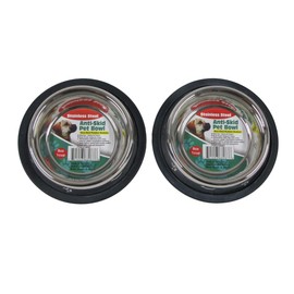 Treasure Gurus 2pc 8oz Stainless Steel Non-Slip Rubber Bottom Small Dog Pet Food Water Bowl Set Travel Feeding Bowls