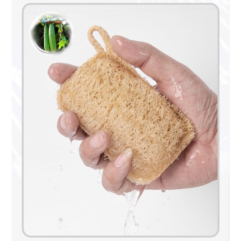 WANJICHENRUI Natural Loofah Brush Kitchen Sponge Loofah Scourer Dishwashing Kitchen