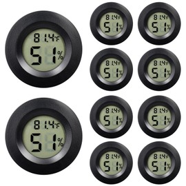 10 Pack Mini Hygrometer Thermometer - Digital Hygrometer Gauge LCD Monitor Temperature Humidity Meter Indoor Room Round Humidity Temperature Gauge for Greenhouse Home Kitchen