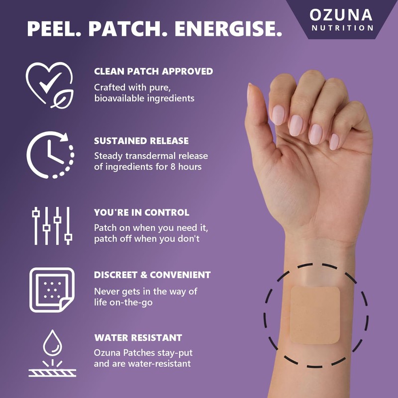 Energy Support Patches | with B-Complex Vitamins B1, B2, B3,