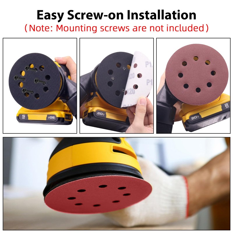 5 Inch Replacement Sander Pads Hook and Loop, 5" 8