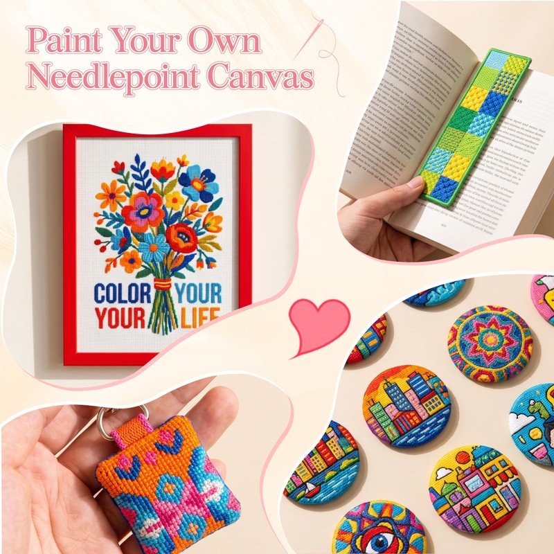 18 Mesh Needlepoint Canvas Kit - 80Pcs Beginner Needlepoint Kits