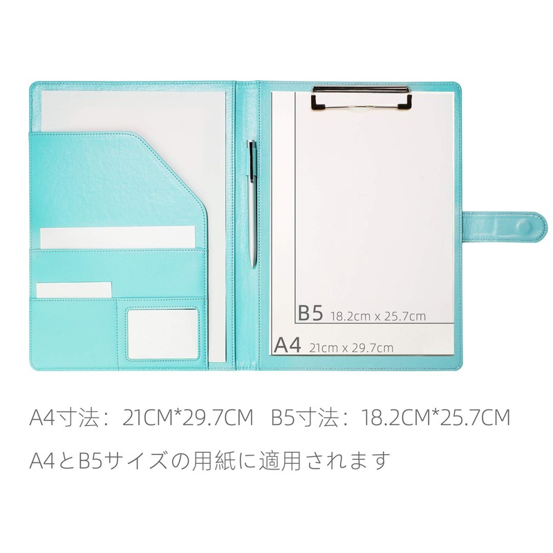 Binder A4 Clipboard Folder, Bi-Fold PU Conference Pad Clip File,