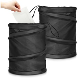 Bote de Basura Para Coche, 2 Piezas Cubo de basura plegable para Coche, Cubo de Basura Portátil para la Basura Organiza el Coche (Negro)