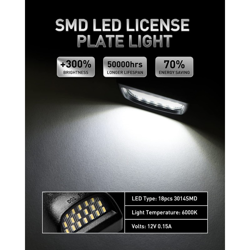 LESAUCE Full LED License Plate Light Tag Lamp Assembly Replacement
