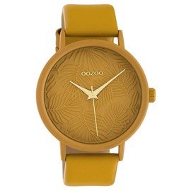 Oozoo Women's Watch with Leather Strap, Plain 42 mm Colours of Summer Palm Dial, Strap.