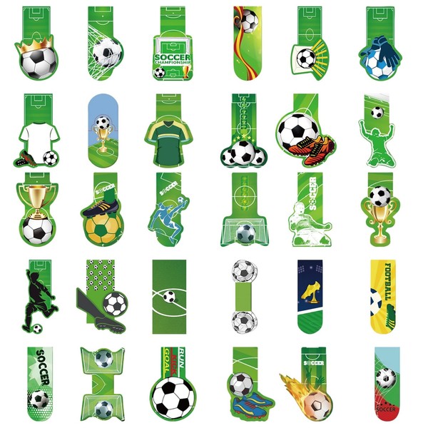 30 Pcs Soccer Bookmarks for Kids Sports Theme Funny Bookmark