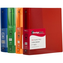 JAM PAPER Plastic 1.5 inch Binders - Assorted 3 Ring Binders (Red, Blue, Green & Orange) - 4/Pack