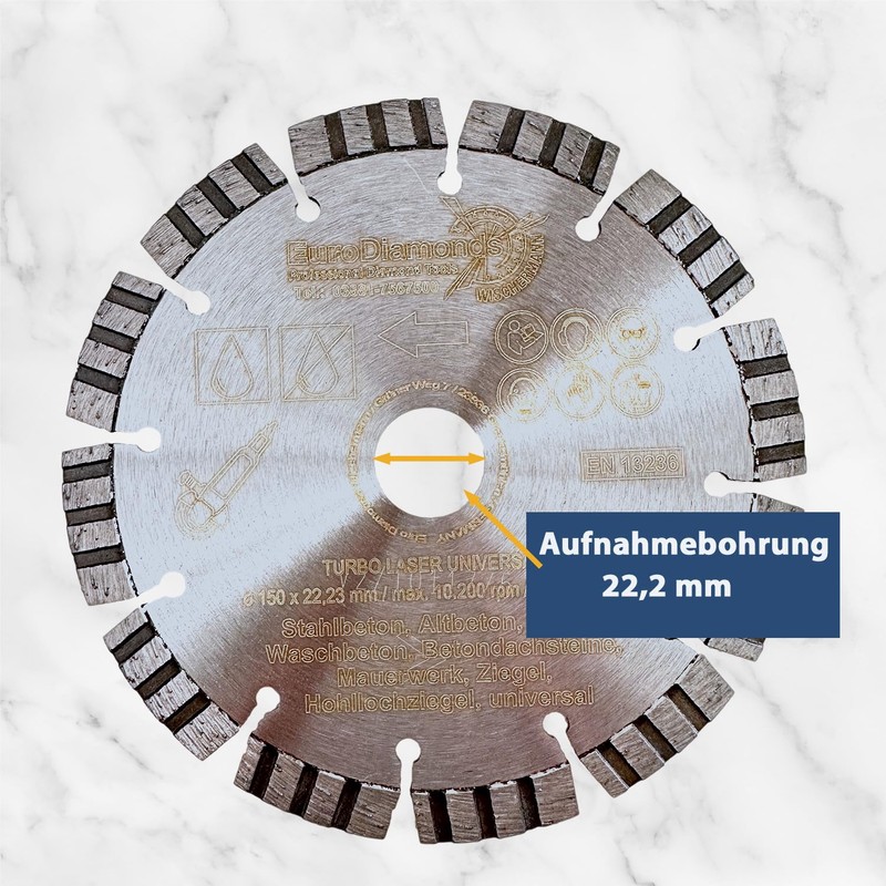 Diamond Cutting Disc Concrete Laser Turbo Universal 150 mm x