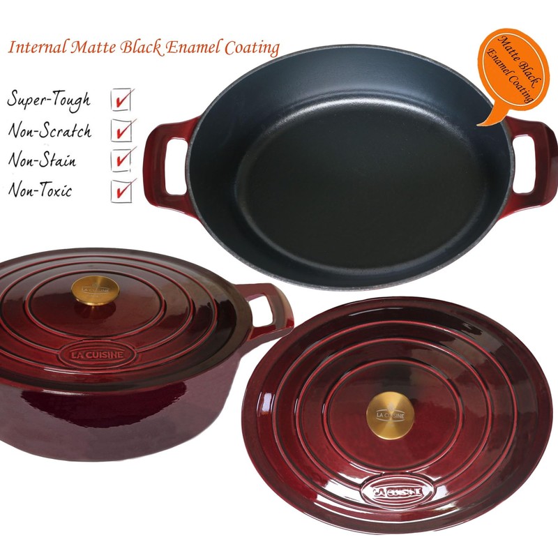 La Cuisine Enameled Cast Iron Oval Dutch Oven Casserole Dish