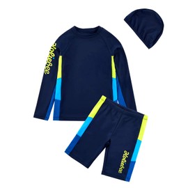Conjunto de trajes de baño de 2 piezas para niños, de secado rápido, tallas de 5 a 14 años, Azul oscuro, 4-5T