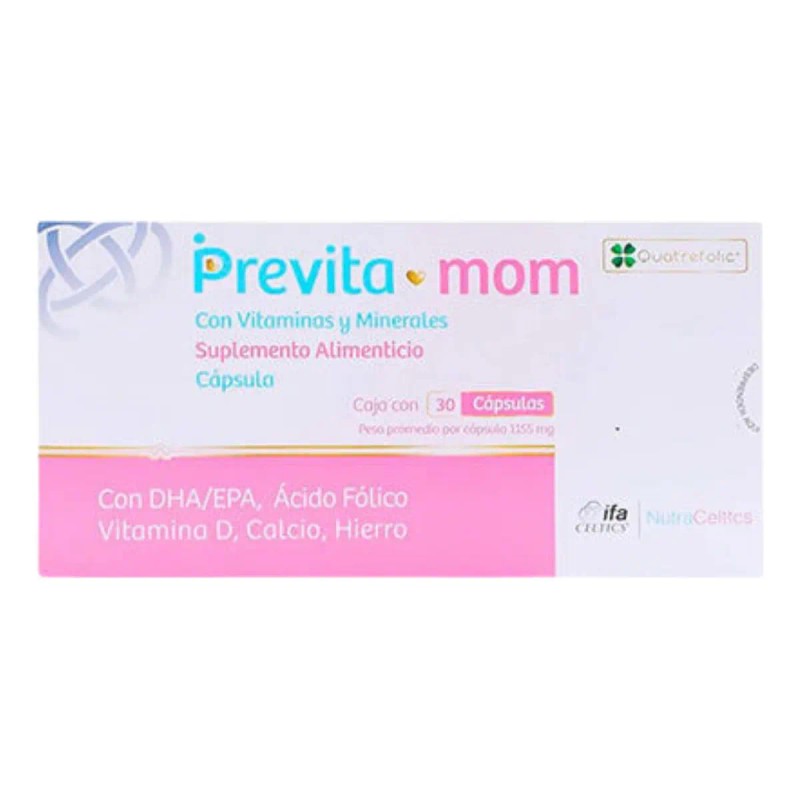 Suplemento Alimenticio Previta Mom Vitaminas Minerales 30u Sabor