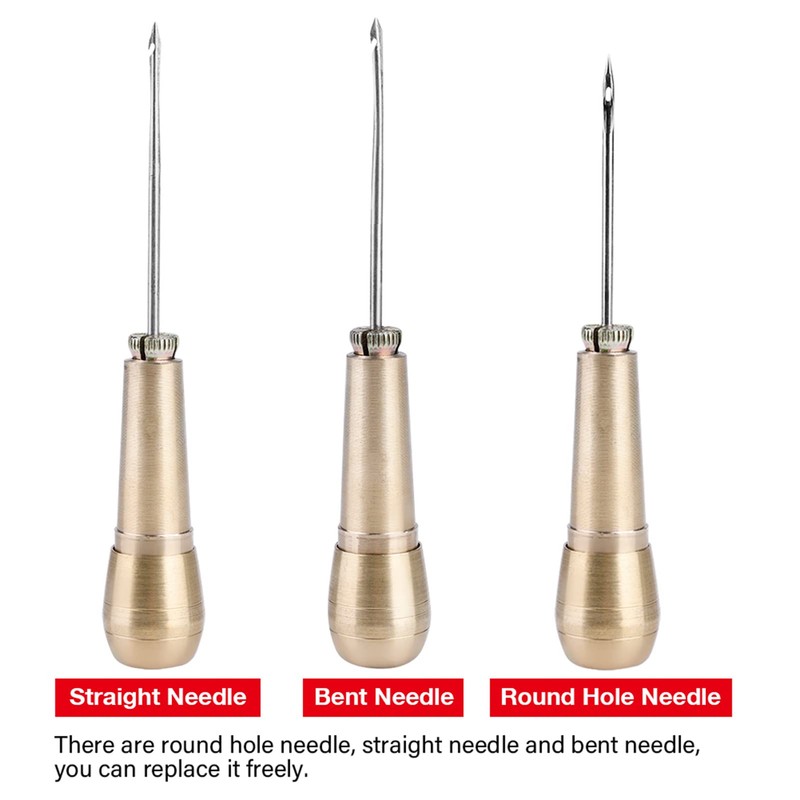 Copper Handle Sewing Awl, Leather Stitching Awl Set Speedy Stitch