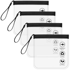 4 STK 1L Flugzeug Flüssigkeiten Beutel, Transparent Flugzeug Beutel Flüssigkeiten 20x20cm, Flughafensicherheit Zugelassene Kulturbeutel, Reise Kulturtasche, Kosmetiktasche (B)