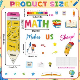 Math Bulletin Board Decorations Set Colorful Mathematics Classroom Decorations Math Makes Us Sharp Paper Cutouts Educational Bulletin Board Set for Back to School Classroom Window Wall Door Decor