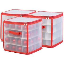 infactory Christmas Decoration Boxes: Set of 3 Storage Boxes for 64 Christmas Tree Baubles up to 6 cm, Carry Handles (Christmas Storage Boxes, Christmas Tree Bauble Storages)