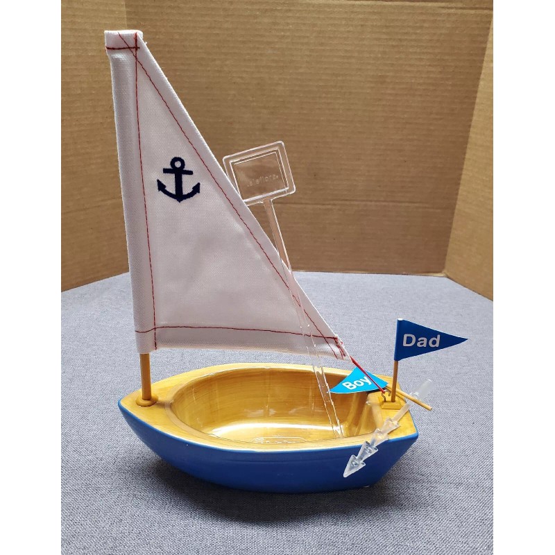 Teleflora Flower Vase Blue Ceramic Captain Boat Teleflora 4 Dad