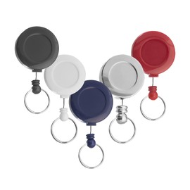 Karteo® ID Card Yo-Yo White with Belt Clip and Key Ring | ID Card Holder with Retractable Mechanism | for ID Card Holder