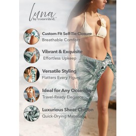 Conceited Sarong Cover ups for Swimwear Women - Wraps in Many Colors and Lengths - Tropical Breeze - XX-Large-3X-Large