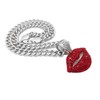 GWOOD Kissing Lips with Red Rhinestones 18 Inch 9mm Cuban