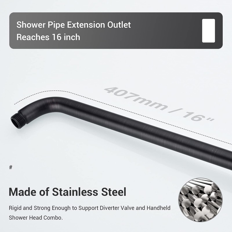 TRUSTMI Shower Arm with Flange ORB, 16 Inch L-Shaped Wall