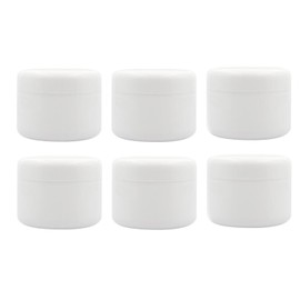 6 PCS White Plastic Cosmetic Jars Containers Bottles with Inner Liners and Dome Lids for Cosmetic Samples Cream Lotion Body Butter Scrubs Salves