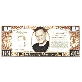 Robin Williams Million Dollar Novelty Banknote as pictured.