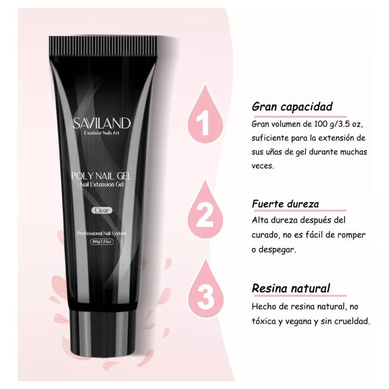 Saviland Polygel Uñas 100g Poligel Colore Básico 1 Pz Escoge