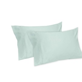 Royal Tradition Solid 600-Thread-Count, 100-Percent Cotton Set of 2 Standard-Queen Pillow Cases, Sea