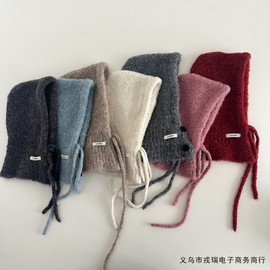 New Winter Kids' Balaclava Hat - Solid Color, Thick & Warm - One Size (50-52cm), Ages 2-6 - lf1887 Red 3ea