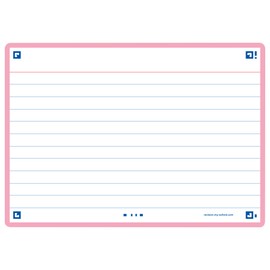 Oxford Flash 2.0 Index Cards A6, Flashcards, 105 x 148 mm, Lined, Pink, 80 Sheets