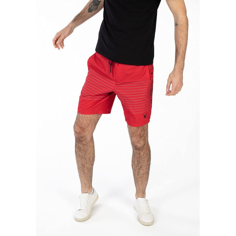 Spyder Pantalones Cortos híbridos para Hombre de 9 Pulgadas, Rojo,