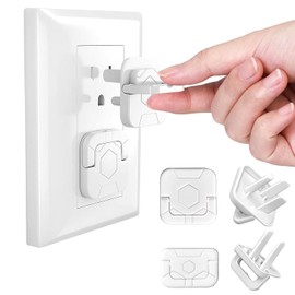 Protectores de Contacto Eléctrico (paquete de 50), Tapa de Enchufe con Mango Oculto, Cubiertas de Salida de Plástico Seguro para Niños, Protección Contra Descargas Eléctricas, 2 Orificios y 3 Orificios