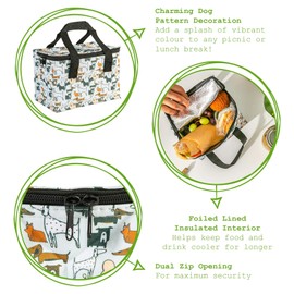 Nicola Spring Posh Pooch Insulated Lunch Bag - Foil Lined Work Picnic Cooler Cool Tote Bag for Men, Women