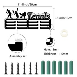 CREATCABIN Tennis Medal Holder Medal Hanger Display Rack Sports Metal Hanging Awards Iron Small Mount Decor Awards for Wall Home Women Badge Running Gymnastics Swimming Medalist Black 11.4 x 5.1 Inch