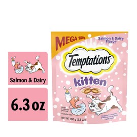 Temptations Salmon and Dairy Flavor Crunchy and Soft Kitten Treats, 6.3 oz.